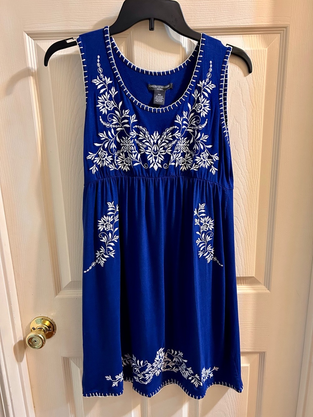 Chelsea & Violet Royal Blue Embroidered Sleeveless dress